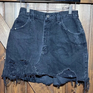 Furst Of A Kind Skirt Women's 26 / Small Distressed  Black Lee Upcycled Denim.